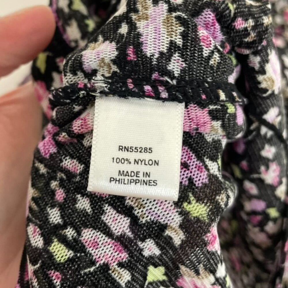 EXPRESS Black Purple Floral Mesh Tiered Ruffle Sleeveless Y2K Tank Blouse Top S - Picture 8 of 12